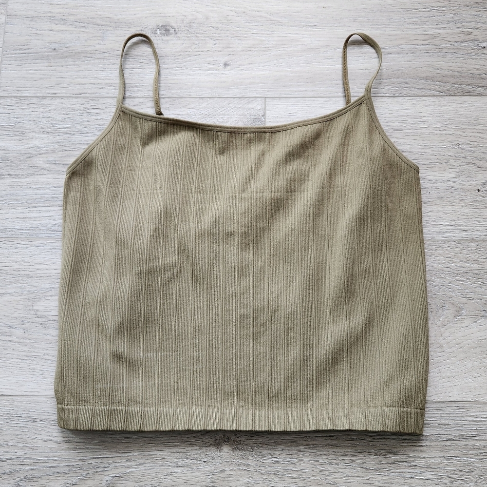 J.o & Co Harlow Tank Top Camel Color Womens L XL Spaghetti Strap Cropped